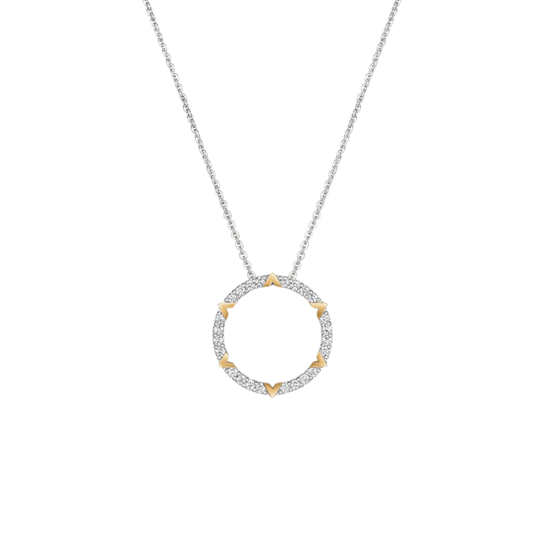 Hearts On Fire 18K Two Tone Copley Pave Diamond Circle Pendant Necklace