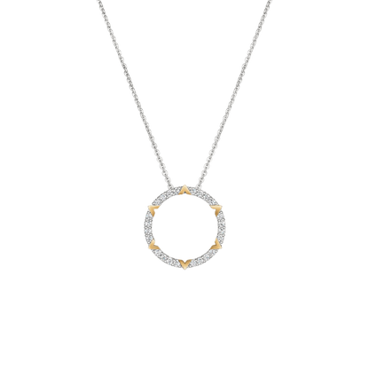 Hearts On Fire 18K Two Tone Copley Pave Diamond Circle Pendant Necklace