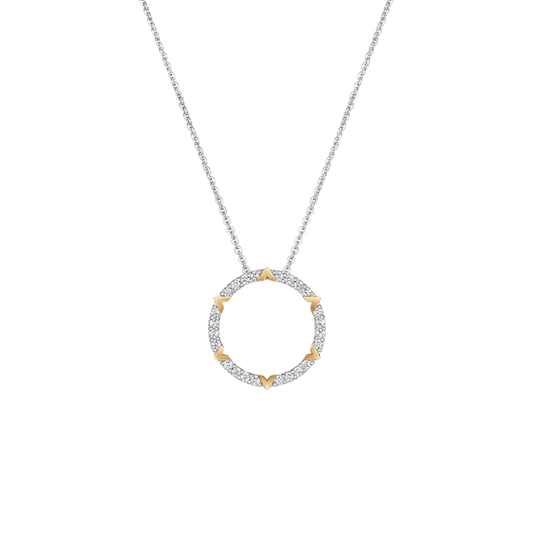 Hearts On Fire 18K Two Tone Copley Pave Diamond Circle Pendant Necklace