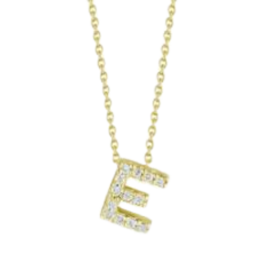 Roberto Coin 18K Yellow Gold Tiny Treasures Diamond Love Letter "E" Necklace