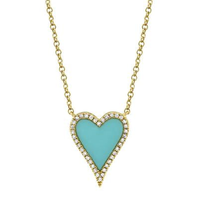 Shy Creation Turquoise & Diamond Heart Pendant