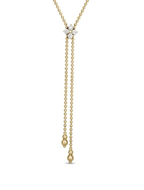 Roberto Coin Love In Verona Diamond Flower Lariat Beaded Necklace