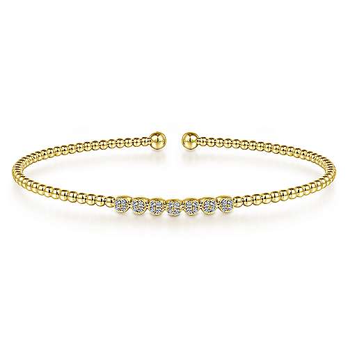 Gabriel14K Yellow Gold Bujukan Diamond Beaded Cuff