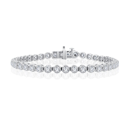 14K White Gold 4 Prong Scalloped Diamond Tennis Bracelet