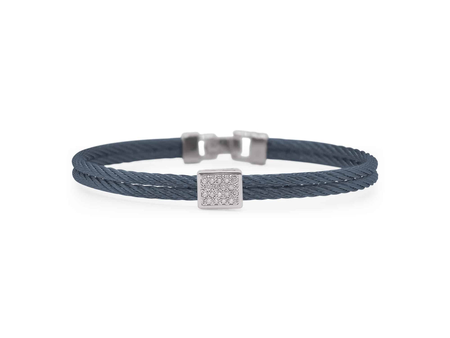 ALOR Navy Cable Diamond Station Bracelet