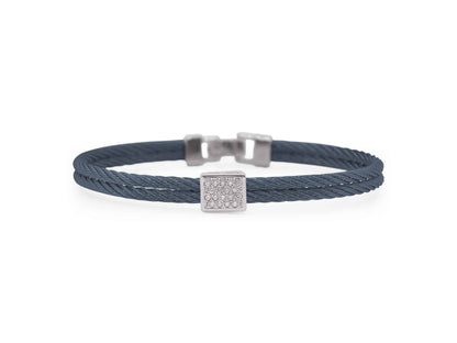 ALOR Navy Cable Diamond Station Bracelet