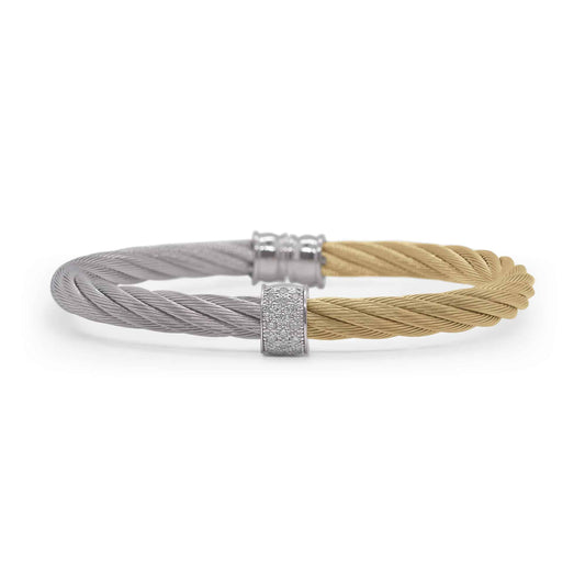 Alor Grey & Yellow Cable Cuff With Diamond Station