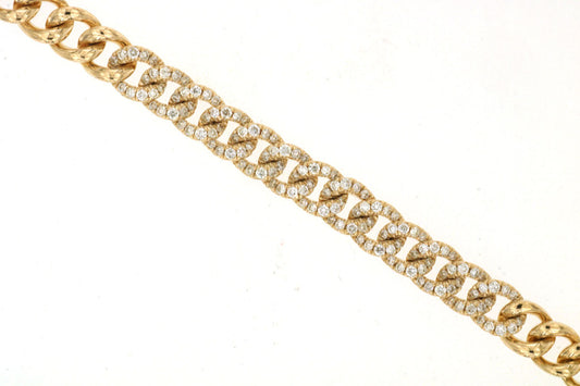 14K Yellow Gold Diamond Chain Link Bracelet