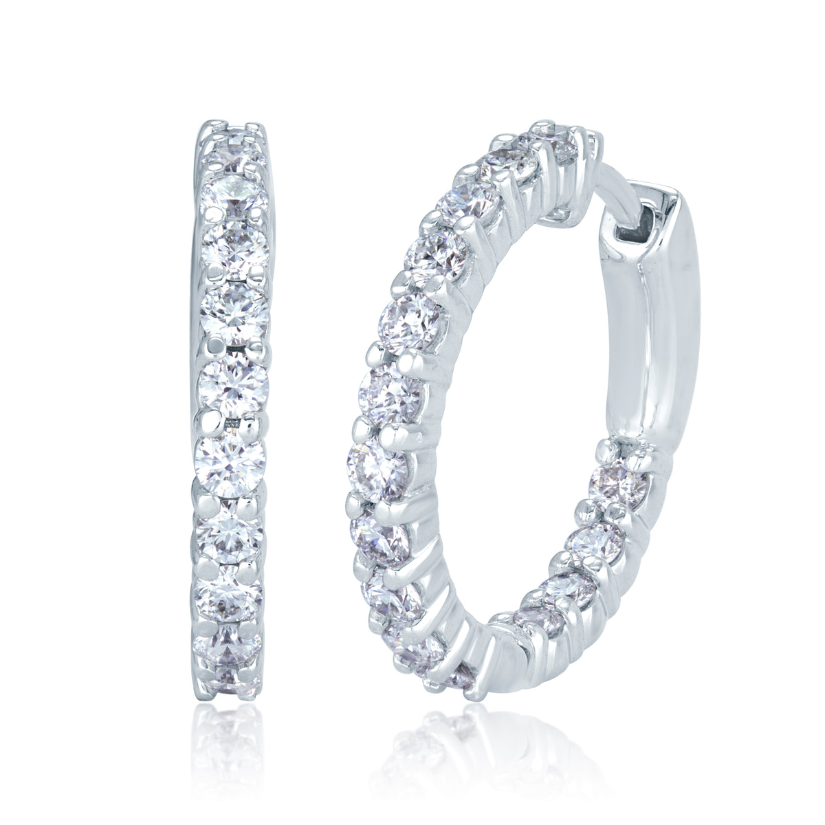 Rolland's Designs Diamond In-And-Out Hoop Earrings
