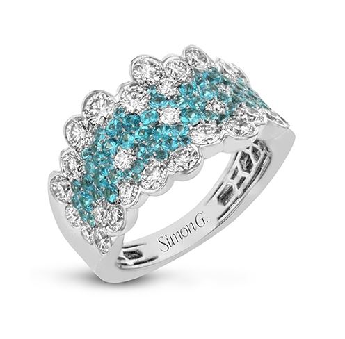 Simon G. 18K White Gold Blue-Green Paraiba Tourmaline & Diamond Fashion Ring