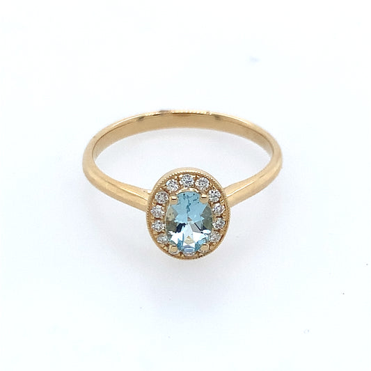 Rollands Design Aquamarine & Diamond Ring