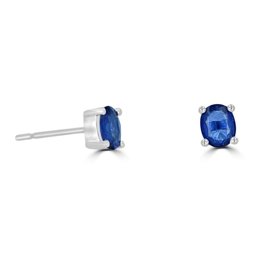 14K White Gold Oval Sapphire Earrings