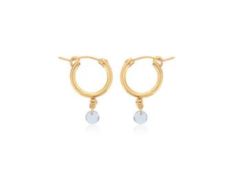 Dee Berkley Gold Filled & Aquamarine Drop Earring Hoops