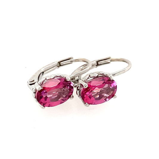Rolland's Designs 14K White Gold & Pink Topaz Earrings