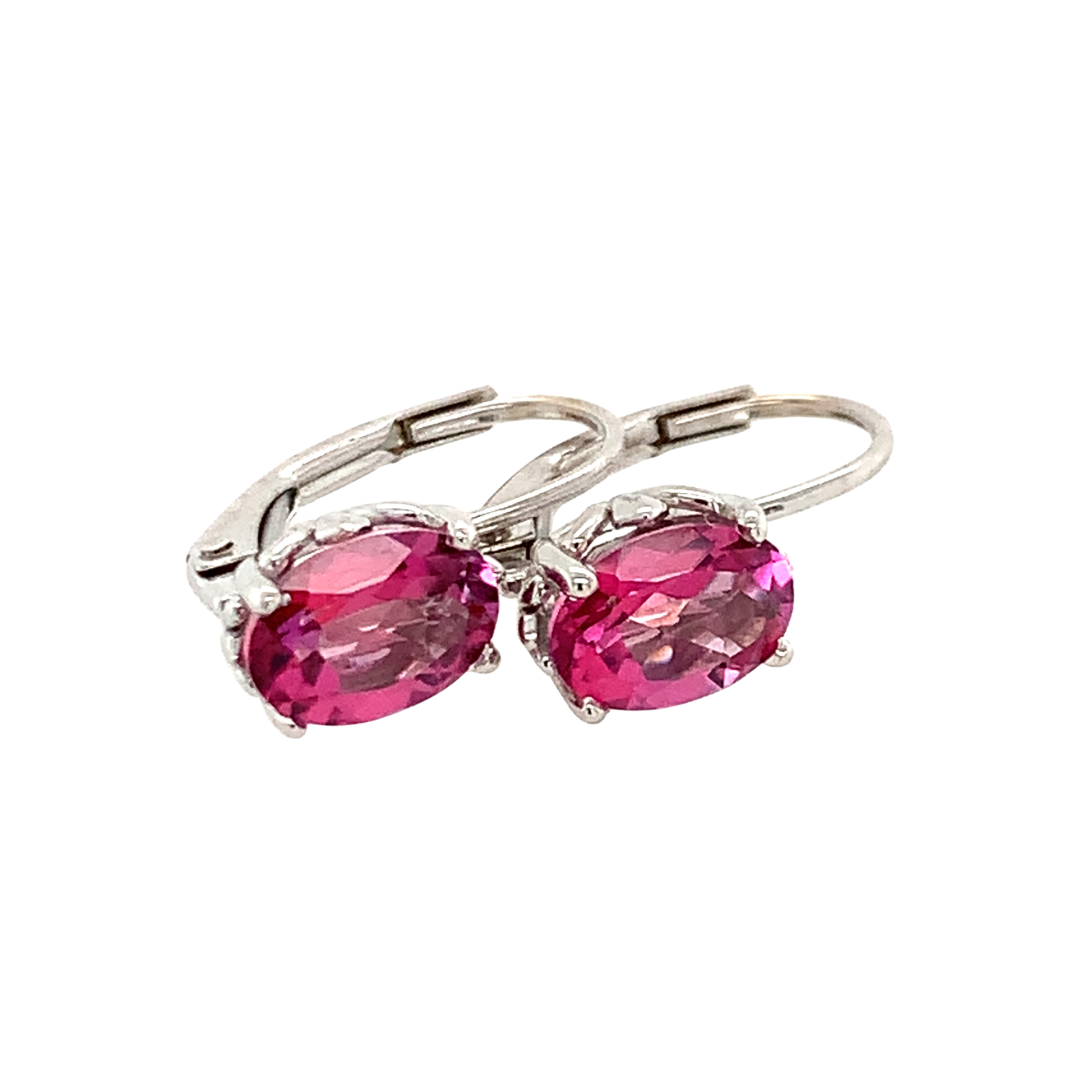 Rolland's Designs 14K White Gold & Pink Topaz Earrings