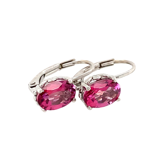 Rolland's Designs 14K White Gold & Pink Topaz Earrings