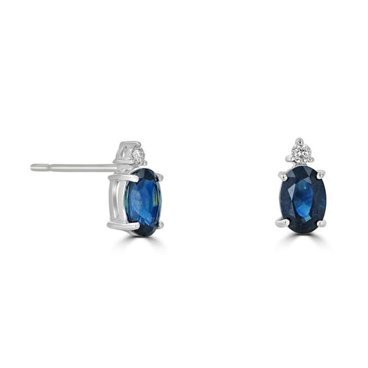 Accented Oval Sapphire Studs