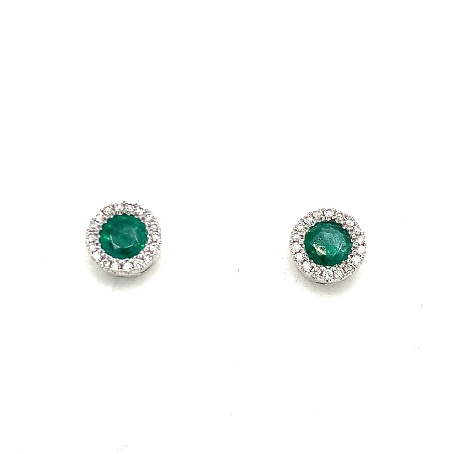 14K White Gold Emerald And Diamond Earrings