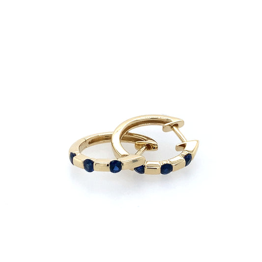 14K Yellow Gold Sapphire Huggies