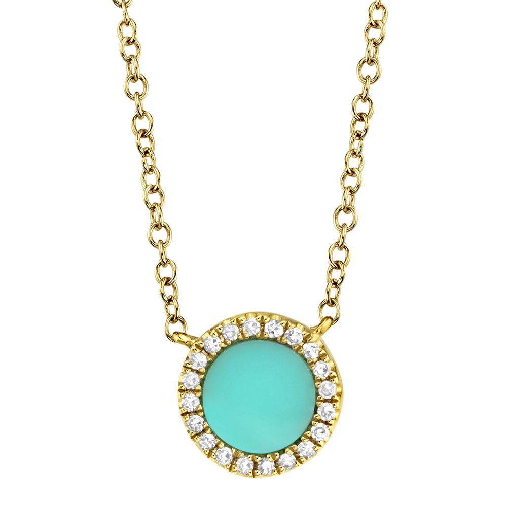 Shy Creation Turquoise & diamond Necklace Pendant