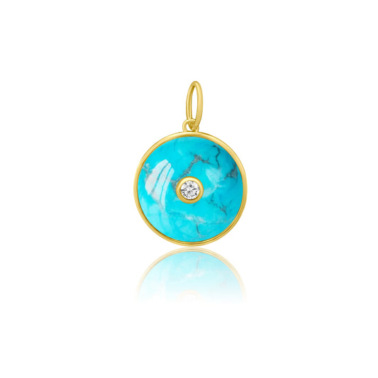 Rolland's Designs 14K Gold & Turqoise Disc Pendant