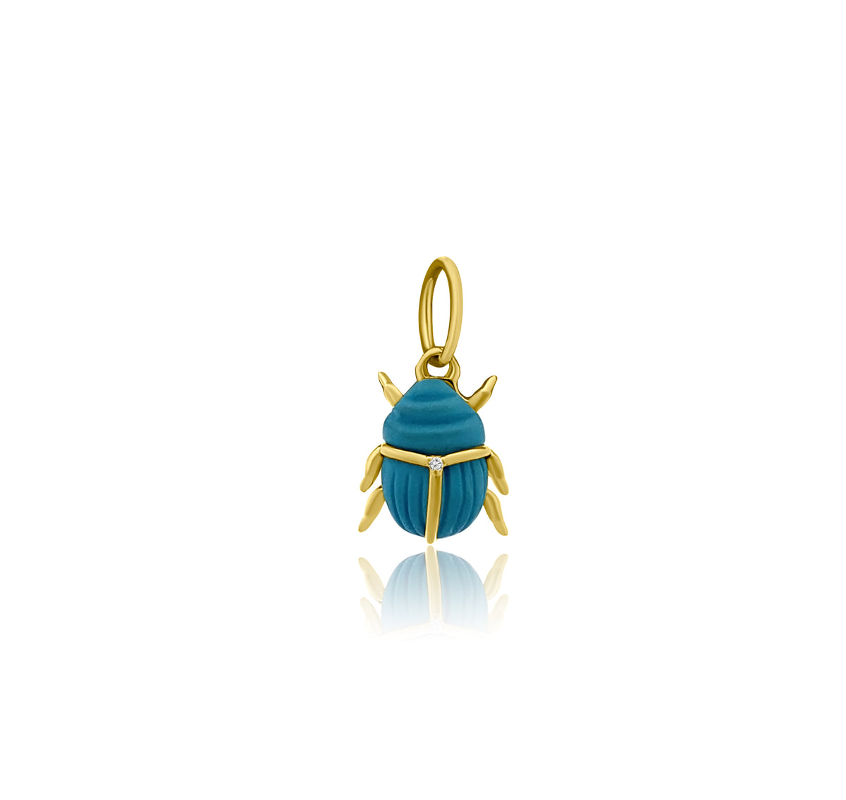 Rolland's Designs 14K Gold & Turquoise Beetle Bug Pendant