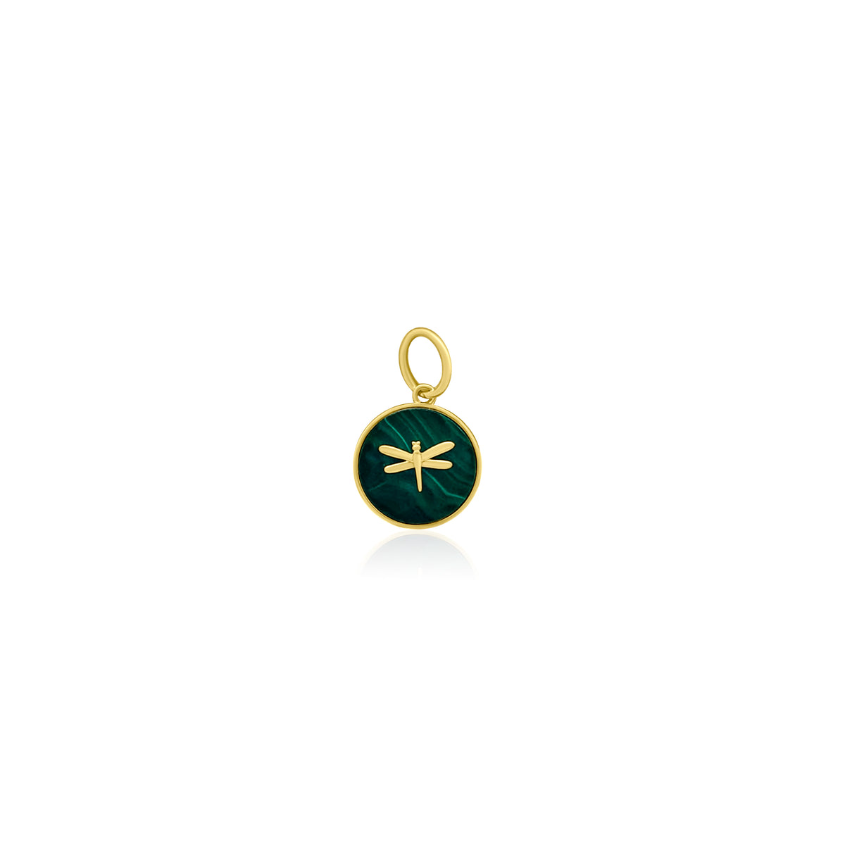 Rolland's Designs 14K Gold & Malachite Dragonfly Pendant