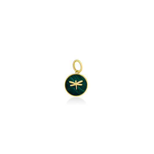 Rolland's Designs 14K Gold & Malachite Dragonfly Pendant