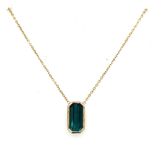 14K Yellow Gold Elongated Tourmaline Necklace