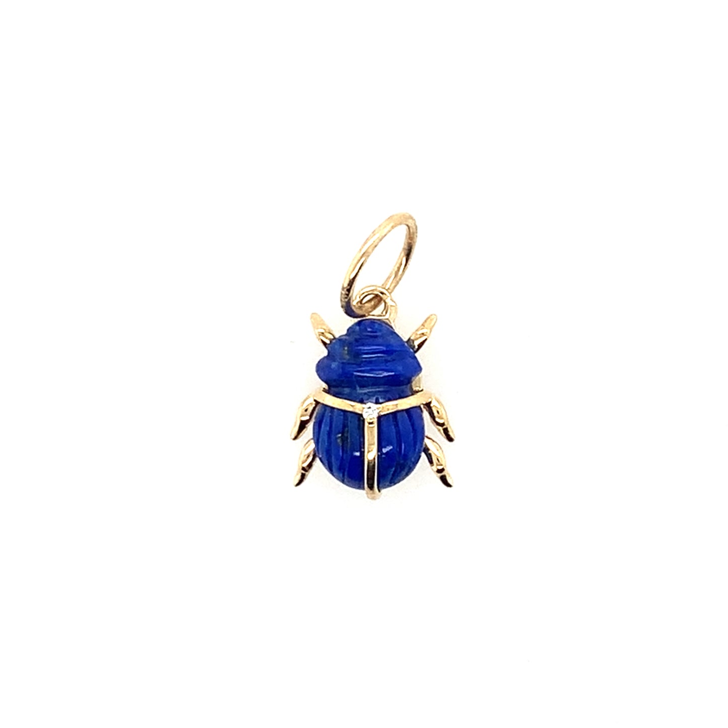 14K Yellow Gold Lapis Beetle Bug Diamond Accent Charm