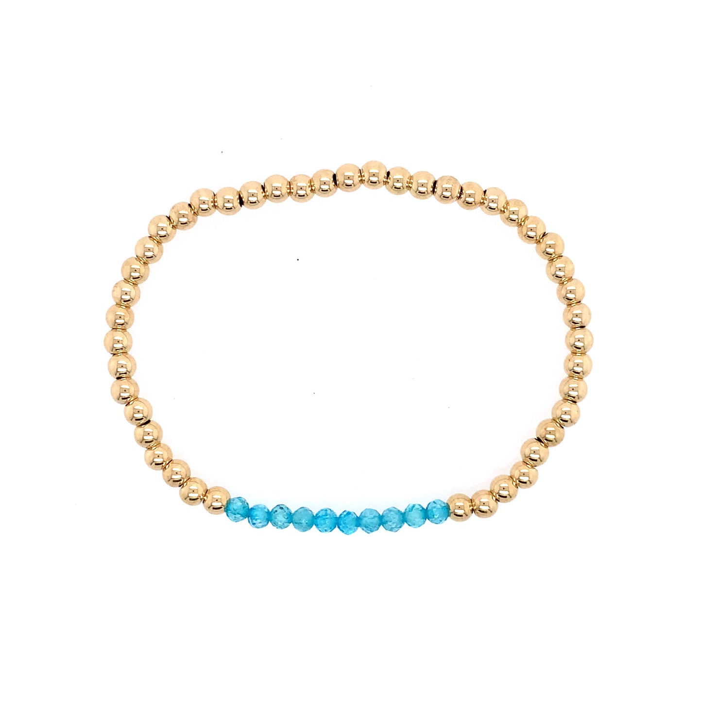 Dee Berkley Shine Bright Gold Filled Birthstone December-Blue Topaz Beaded Bracelet