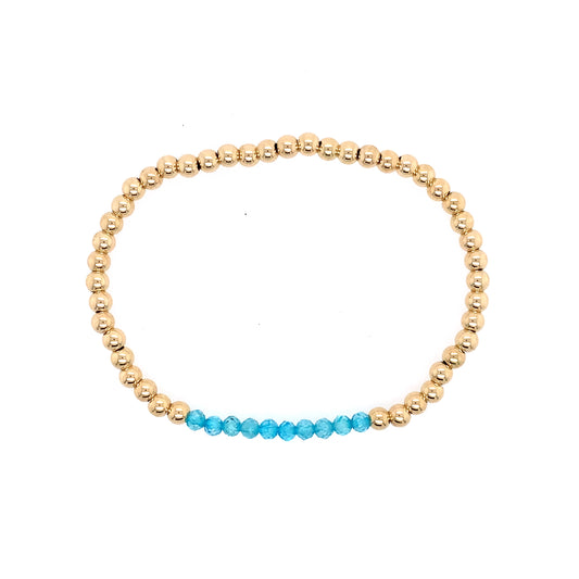 Dee Berkley Shine Bright Gold Filled Birthstone December-Blue Topaz Beaded Bracelet