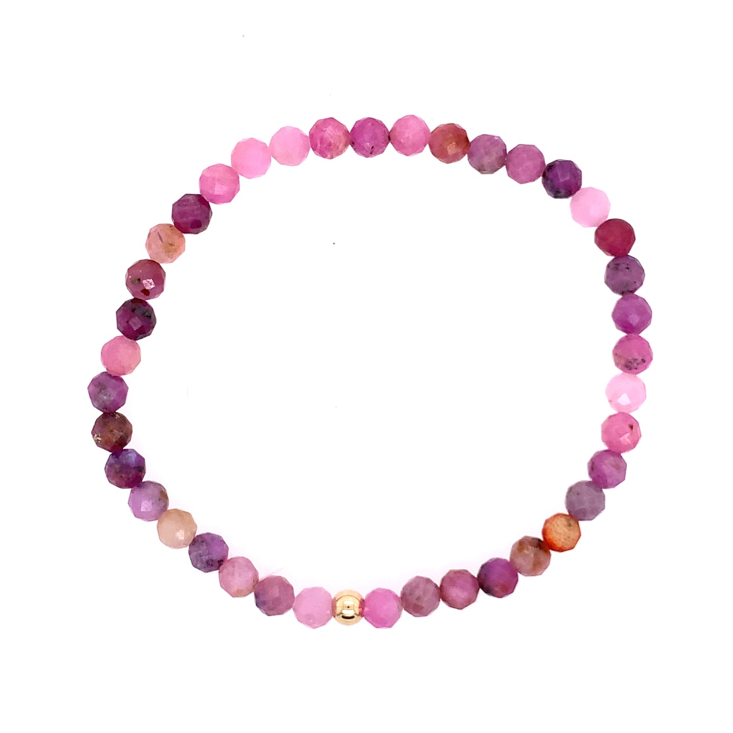 Dee Berkley July Solid Ruby Beaded Bracelet With Gold Filled Bead