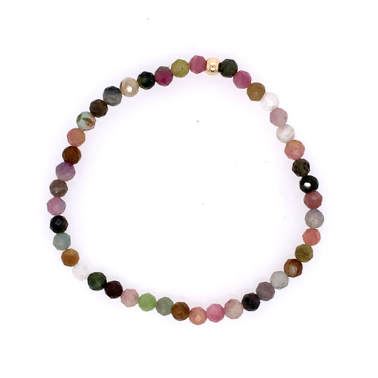 Dee Berkley October Solid Tourmaline And Gold Filled Beaded Bracelet