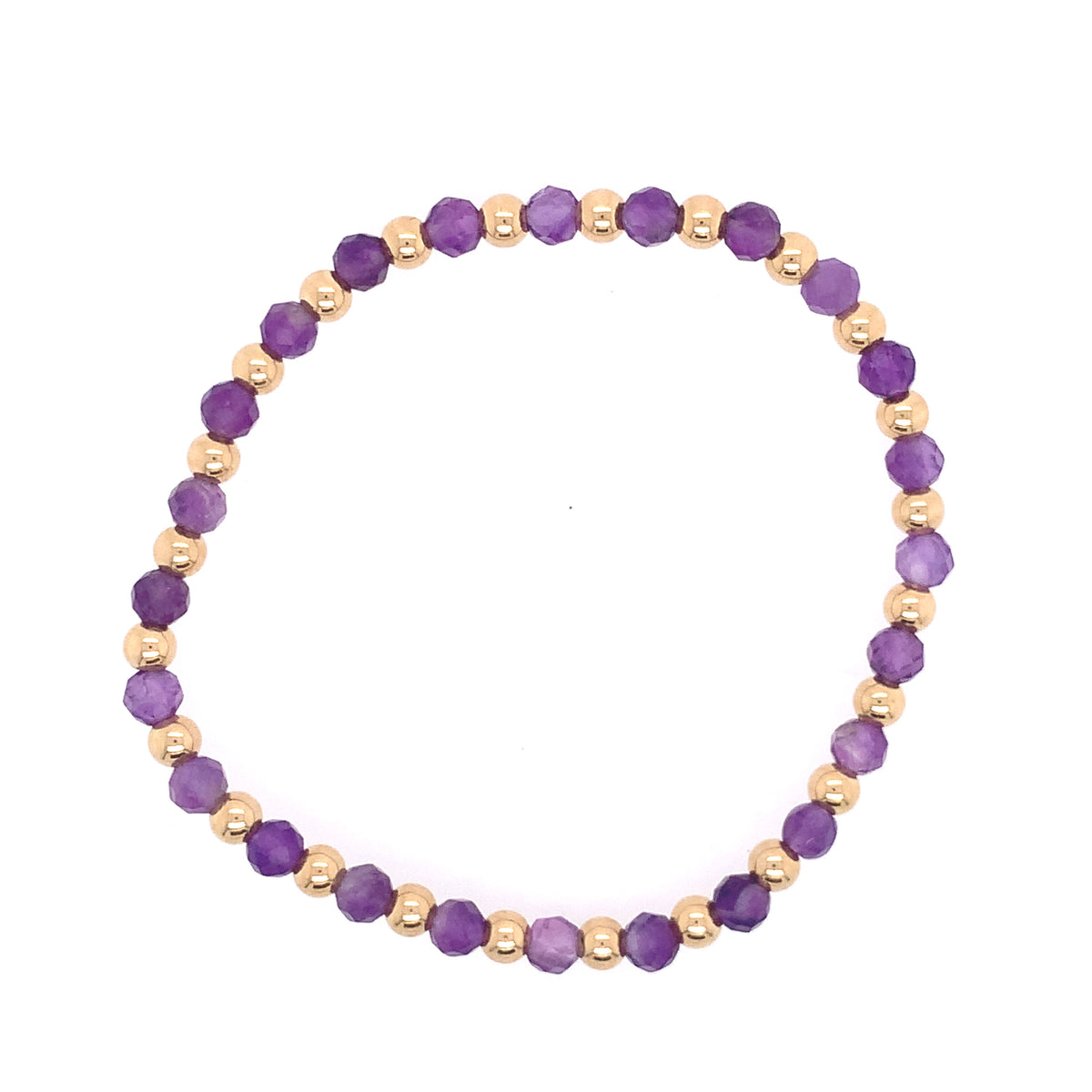 Dee Berkley Amethyst Beaded Bracelet with Alertnating Gold Beads