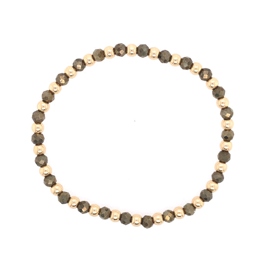 Dee Berkley Pyrite & Gold Filled Beaded Bracelet