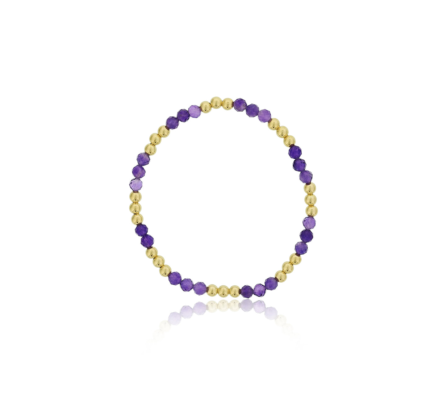 Dee Berkley Amethyst Beaded Bracelet with Alternating Gold Stones