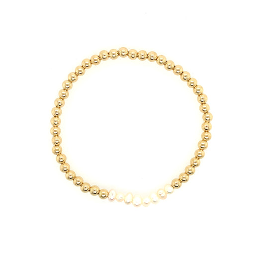 Dee Berkley Pearl & Gold Beaded Bracelet
