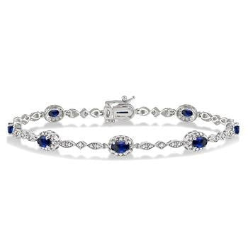 Rolland's Designs Blue Sapphire Station And Diamond Bracelet