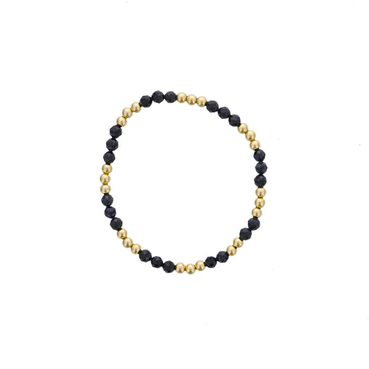 Dee Berkley Black Agate & Gold Bead Station Bracelet