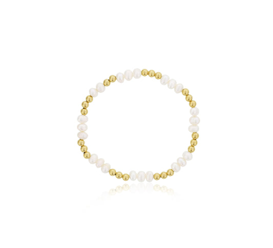 Dee Berkley Pearl Beaded Bracelet Alternating Gold Filled Beads Of 3
