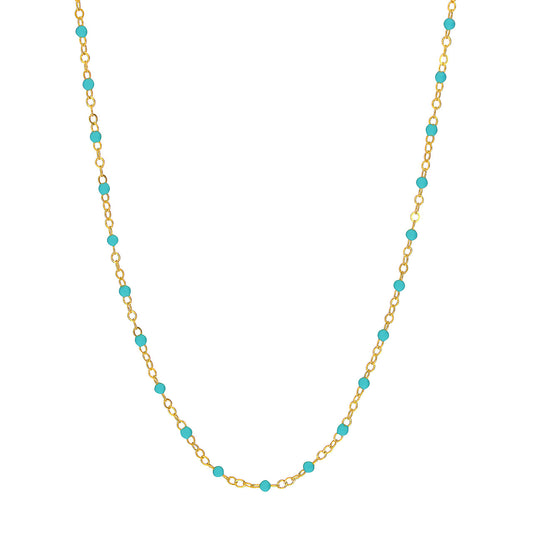 Rolland's Design 14K Gold Turquoise Enamel Bead Piatto Bracelet