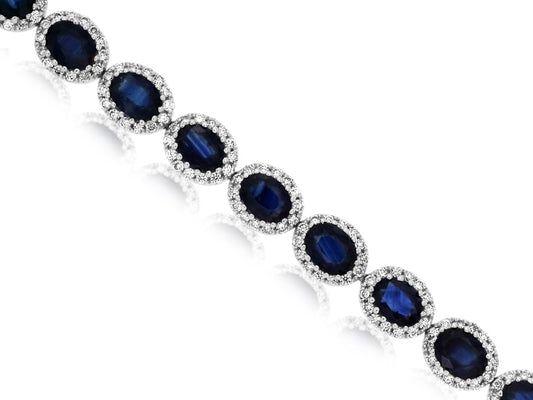 14K White Gold Sapphire And Diamond Bracelet