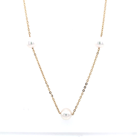 Rolland's Designs 14K Yellow Gold & Pearl Station Necklace