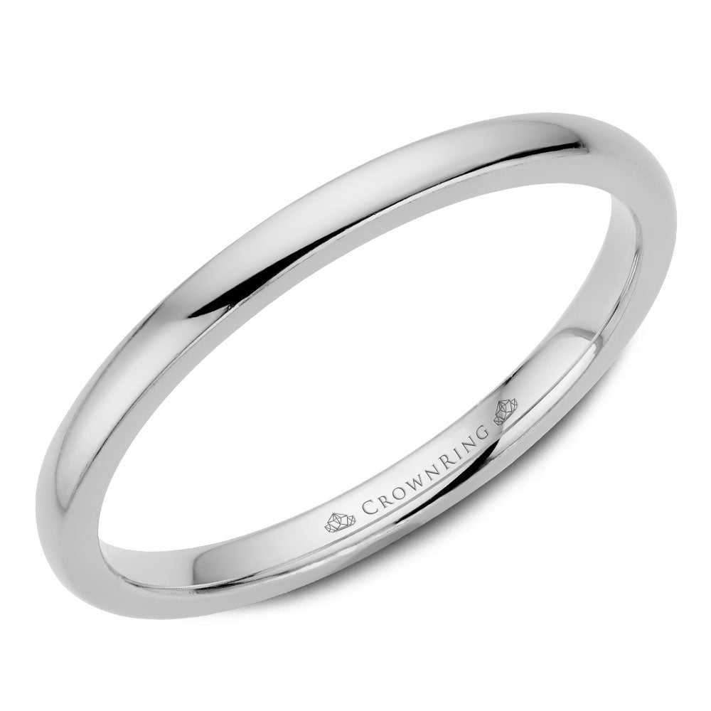 Crown 14K White Gold 2Mm Polished Wedding Band