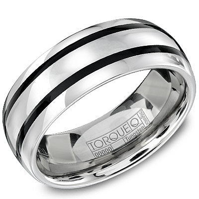 Crown Ring Black Ceramic & Black Tungsten Band