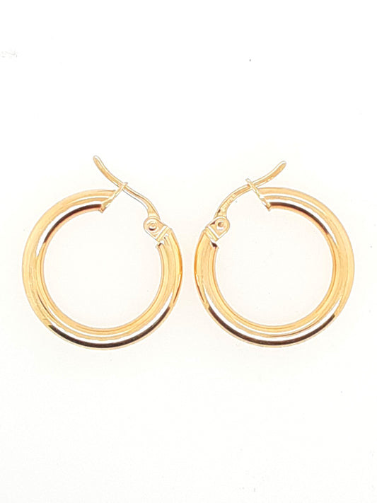 14K Yellow Gold Small Polished Hoop Earrings