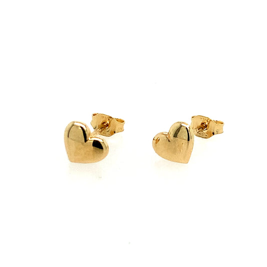 14K Yellow Gold Polished Heart Earrings