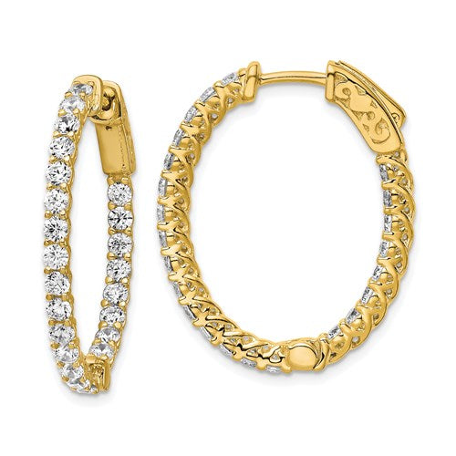 Sterling Silver Gold Plated CZ In-And-OutHoops