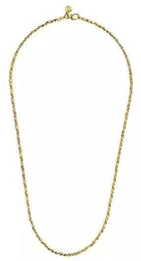 Gabriel 14Ky Gents Hollow Wheat Chain Necklace 22"